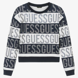 Guess-Teen Girls Blue & White Sweatshirt | Childrensalon Outlet