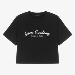 Guess-تيشيرت كروب تينز بناتي قطن جيرسي لون أسود | Childrensalon Outlet