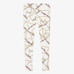 Guess-Кремовые хлопковые легинсы с цепочками для девочек-подростков | Childrensalon Outlet