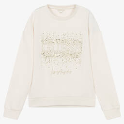 Guess-Кремовый хлопковый свитшот со стразами | Childrensalon Outlet