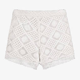 Guess-Teen Girls Ivory Crochet Shorts | Childrensalon Outlet