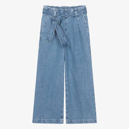 Guess-Teen Girls Mid-Blue Denim Wide Leg Jeans | Childrensalon Outlet