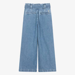 Guess-Teen Girls Mid-Blue Denim Wide Leg Jeans | Childrensalon Outlet