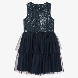 Guess-Teen Girls Navy Blue Sequin & Tulle Dress | Childrensalon Outlet