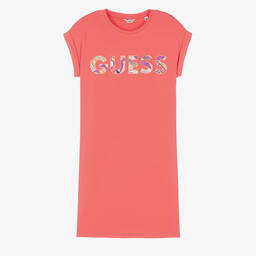 Guess-Розовое хлопковое платье-футболка | Childrensalon Outlet