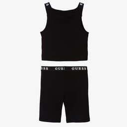 Guess-Teen Girls Sporty Black Cotton Shorts Set | Childrensalon Outlet