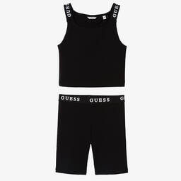 Guess-Teen Girls Sporty Black Cotton Shorts Set | Childrensalon Outlet