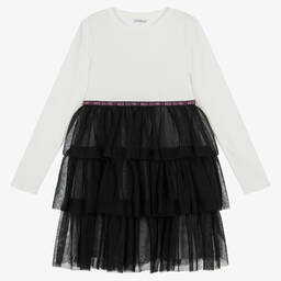 Guess-Teen Girls White & Black Cotton Dress | Childrensalon Outlet