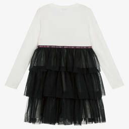Guess-Teen Girls White & Black Cotton Dress | Childrensalon Outlet