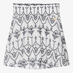 Guess-Teen Girls White & Blue Cotton Broderie Skirt | Childrensalon Outlet