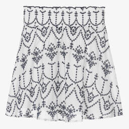 Guess-Teen Girls White & Blue Cotton Broderie Skirt | Childrensalon Outlet