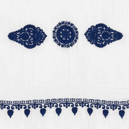 Guess-فستان تينز بناتي قطن لون أبيض وكحلي | Childrensalon Outlet