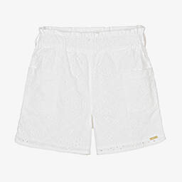 Guess-Teen Girls White Broderie Anglaise Shorts | Childrensalon Outlet