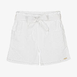 Guess-Teen Girls White Broderie Anglaise Shorts | Childrensalon Outlet