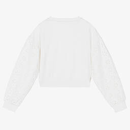 Guess-Белый свитшот с вышивкой английской гладью | Childrensalon Outlet