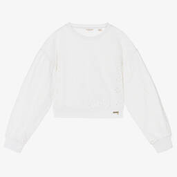 Guess-Белый свитшот с вышивкой английской гладью | Childrensalon Outlet