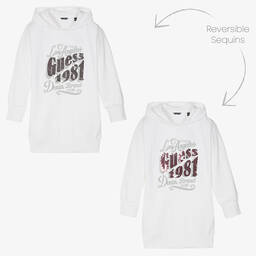 Guess-Белое хлопковое платье-худи | Childrensalon Outlet