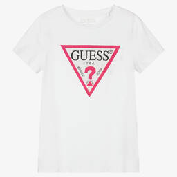 Guess-Белая футболка для девочек-подростков | Childrensalon Outlet