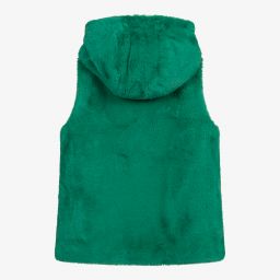 Guess-Teen Green Faux Fur Logo Gilet | Childrensalon Outlet