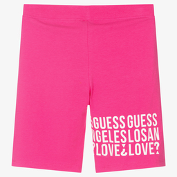 Guess-شورت تينز بناتي قطن عضوي جيرسي لون زهري فوشيا | Childrensalon Outlet