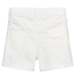 Guess-Teen White Denim Logo Shorts | Childrensalon Outlet