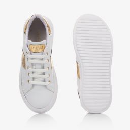 Guess-Teen White & Gold Trainers | Childrensalon Outlet
