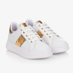 Guess-Teen White & Gold Trainers | Childrensalon Outlet