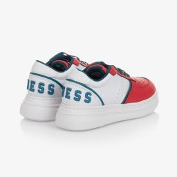 Guess-Teen White & Red Logo Trainers | Childrensalon Outlet