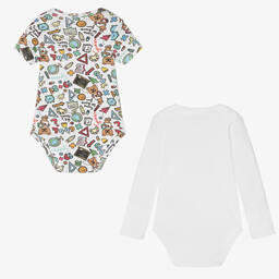 Guess-White Cotton Bodyvests (2 Pack) | Childrensalon Outlet