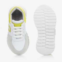 جيس-ترينرز بأربطة جلد لون أبيض وأخضر ليموني للأولاد | Childrensalon Outlet