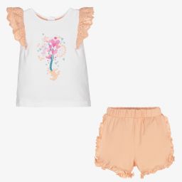 Guess-Белый топ и розовые шорты для малышей | Childrensalon Outlet