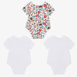 Guess-أوفرول بادي قطن جيرسي لون أبيض (عدد 3) | Childrensalon Outlet