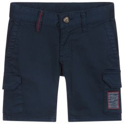 Hackett London-Blue Cotton Cargo Shorts  | Childrensalon Outlet