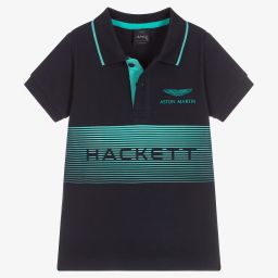 Hackett Aston Martin Racing-Blue Cotton Logo Polo Shirt | Childrensalon Outlet