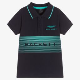Hackett Aston Martin Racing-Blue Cotton Logo Polo Shirt | Childrensalon Outlet