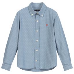 هاكيت London-Blue Cotton Shirt | Childrensalon Outlet