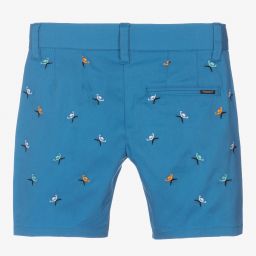 Hackett London-Boys Blue Cotton Logo Shorts | Childrensalon Outlet