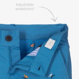 Hackett London-Boys Blue Cotton Logo Shorts | Childrensalon Outlet