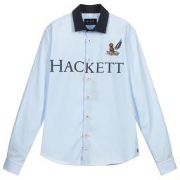 هاكيت London-قميص تينز ولادي قطن بوبلين لون أزرق | Childrensalon Outlet