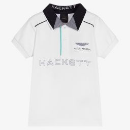 Hackett Aston Martin Racing-White Cotton Logo Polo Shirt | Childrensalon Outlet