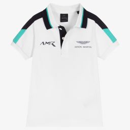 Hackett Aston Martin Racing-White Cotton Logo Polo Shirt | Childrensalon Outlet
