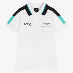 Hackett Aston Martin Racing-White Cotton Logo Polo Shirt | Childrensalon Outlet