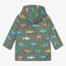 Hatley-Baby Boys Green Cars Hooded Raincoat | Childrensalon Outlet