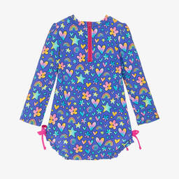 Hatley-Baby Girls Blue Doodles Swimsuit (UPF50+) | Childrensalon Outlet