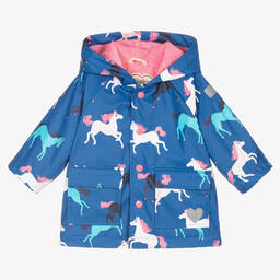 Hatley-Baby Girls Blue Horse Raincoat | Childrensalon Outlet
