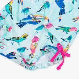 Hatley-Baby Girls Blue Tropical Bird Swimsuit (UPF50+) | Childrensalon Outlet