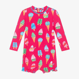 Hatley-Baby Girls Pink Ice Cream Sun Suit (UPF50+) | Childrensalon Outlet