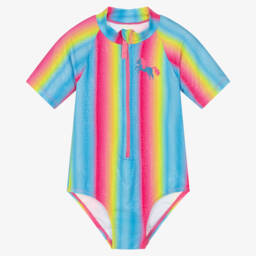 Maillot De Bain Fille Tie-dye Multicolore Harry Bear - Dos Noué, Paillettes Dorées