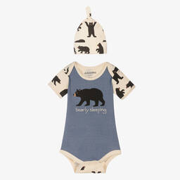 Hatley-Blue & Ivory Cotton Bodyvest & Hat Set | Childrensalon Outlet