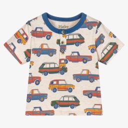 Hatley-Boys Beige Cotton Cars T-Shirt | Childrensalon Outlet